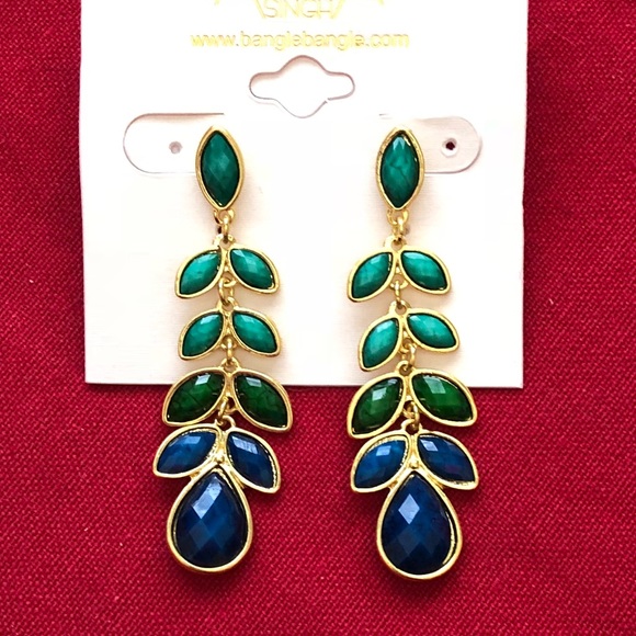 Amrita Singh green & blue earrings πππ - Picture 2 of 5